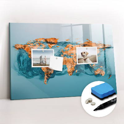 Magnetic writing board Abstract world map