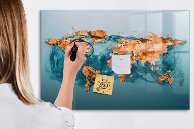 Magnetic writing board Abstract world map