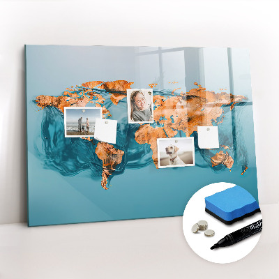 Magnetic writing board Abstract world map