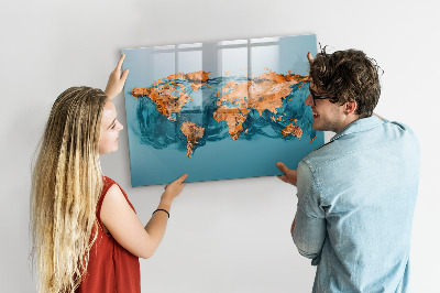 Magnetic erase board Abstract world map