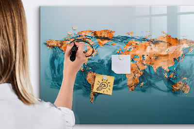 Magnetic writing board Abstract world map