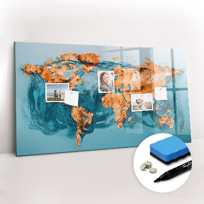 Magnetic writing board Abstract world map