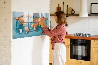 Magnetic erase board Abstract world map