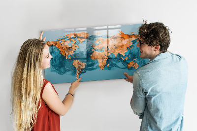 Magnetic writing board Abstract world map