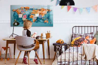 Magnetic erase board Abstract world map
