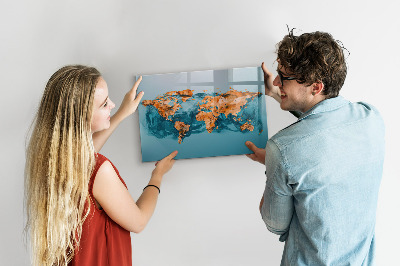 Magnetic erase board Abstract world map