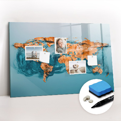 Magnetic writing board Abstract world map