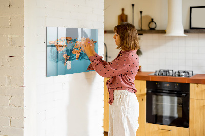 Magnetic erase board Abstract world map