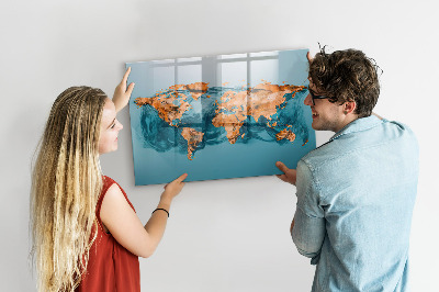 Magnetic writing board Abstract world map