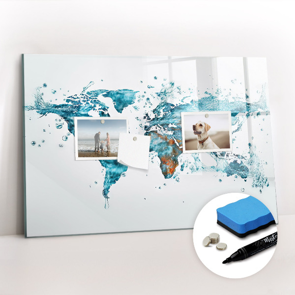 Magnetic drawing board Water map of the world