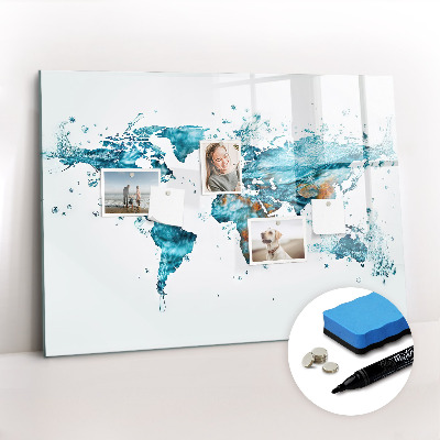 Magnetic drawing board Water world map