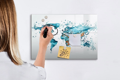 Magnetic drawing board Water map of the world
