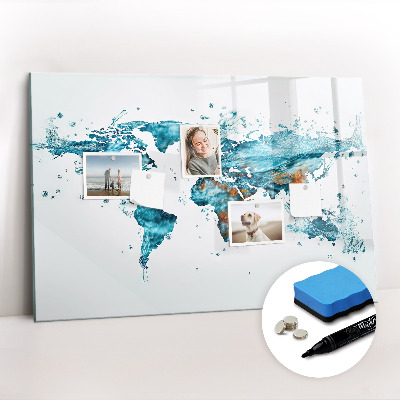Magnetic drawing board Water map of the world