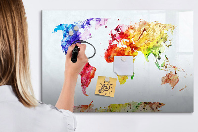 Magnetic erase board Watercolor world map
