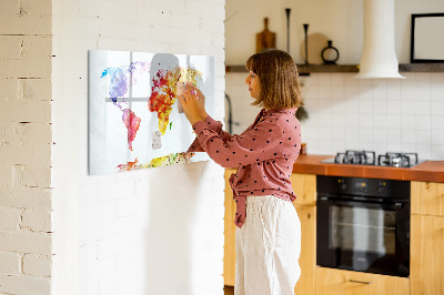 Magnetic board for writing Watercolor World Map