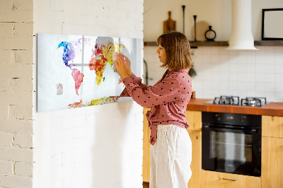 Magnetic erase board Watercolor world map