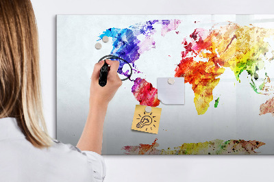 Magnetic erase board Watercolor world map