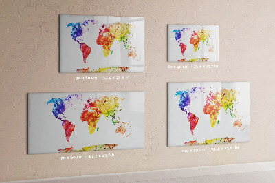 Magnetic erase board Watercolor world map