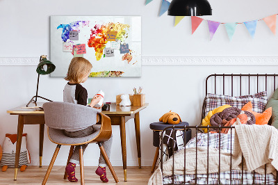 Magnetic erase board Watercolor world map