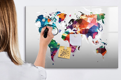 Magnetic writing board World map triangles