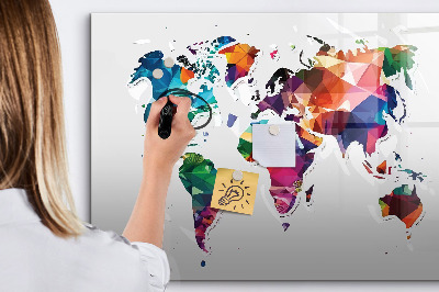 Magnetic writing board World map triangles