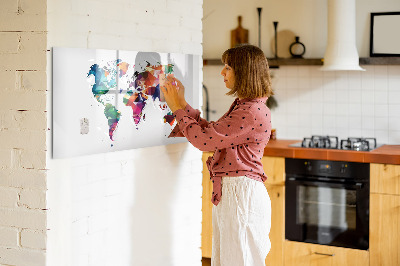Magnetic writing board World map triangles