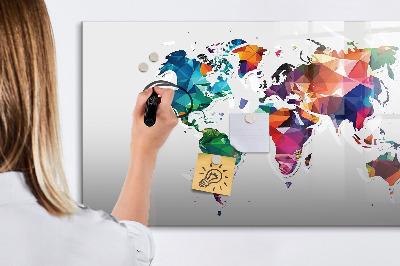 Magnetic writing board World map triangles