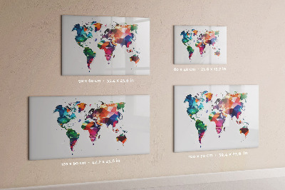 Magnetic writing board World map triangles