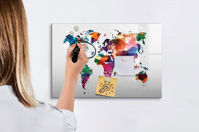 Magnetic writing board World map triangles