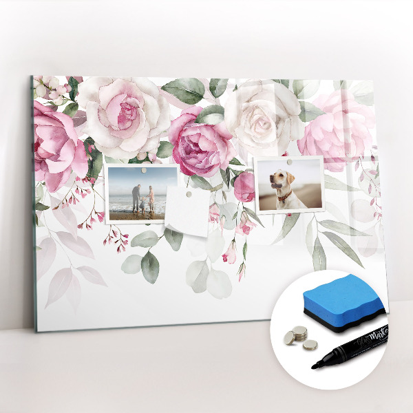 Magnetic erase board Watercolor roses