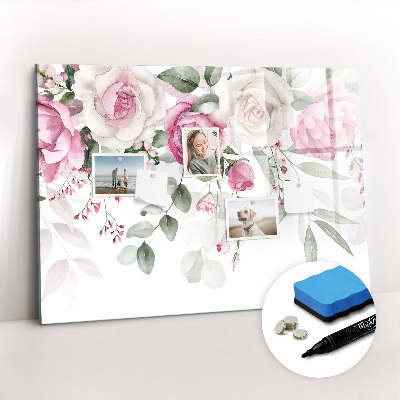 Magnetic erase board Watercolor roses