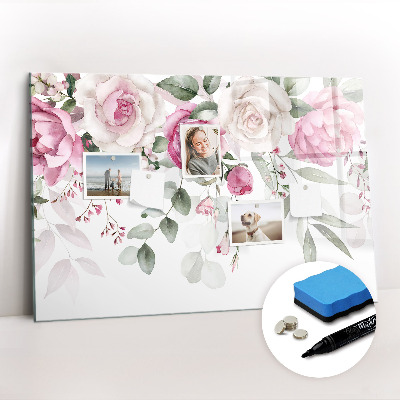 Magnetic erase board Watercolor roses