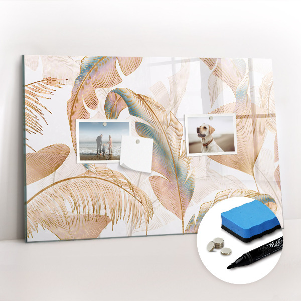Magnetic board with marker Nature leaf pattern