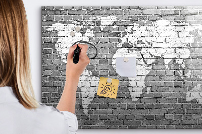 Magnetic writing board World map on bricks