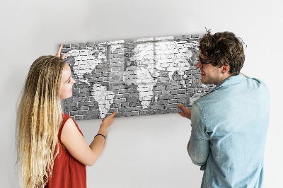 Magnetic writing board World map on bricks