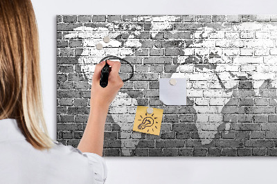 Magnetic writing board World map on bricks