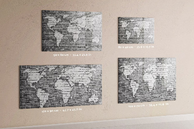 Magnetic writing board World map on bricks