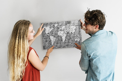 Magnetic writing board World map on bricks