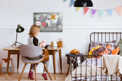 Magnetic writing board World map on bricks