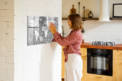 Magnetic writing board World map on bricks