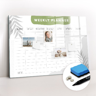 Magnetic writing board Weekly plan