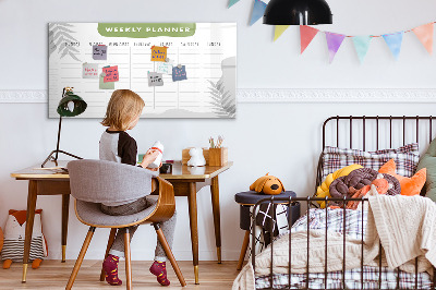 Magnetic writing board Weekly plan