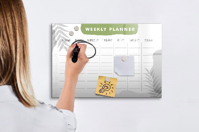 Magnetic writing board Weekly plan
