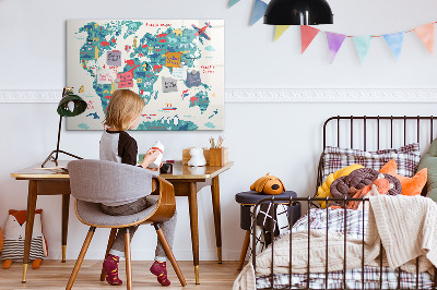 Magnetic board for drawing Illustrated World Map