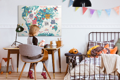 Magnetic erase board Pictorial map of the world