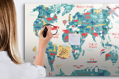 Magnetic board for drawing Illustrated World Map