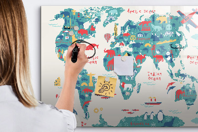 Magnetic board for drawing Pictorial map of the world