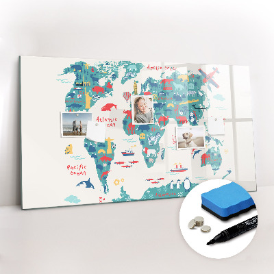 Magnetic board for drawing Illustrated World Map