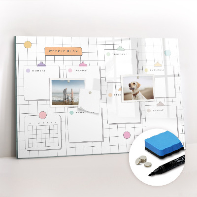 Magnetic board for drawing Weekly plan