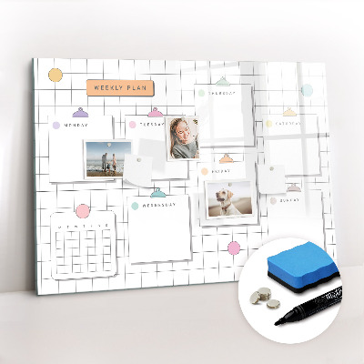 Magnetic board for drawing Weekly plan
